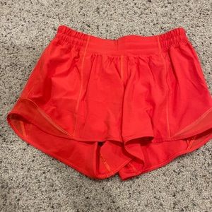 Lululemon Size 6 Tall Carnation Red Hotty Hot Shorts EUC